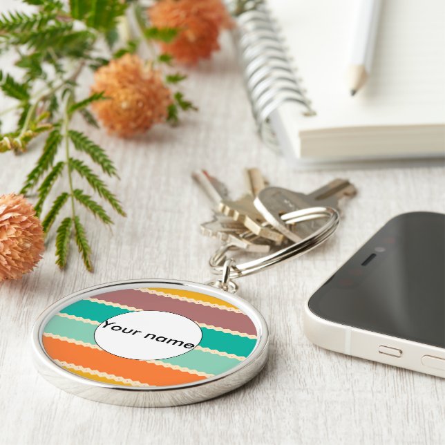 Rhombus rows abstract design keychain (Side)