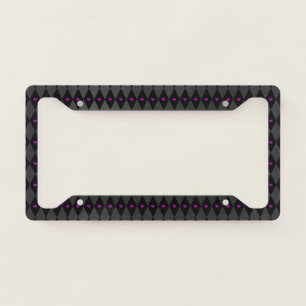 Rhombuses Purple Hearts Gothic Valentine's Day License Plate Frame
