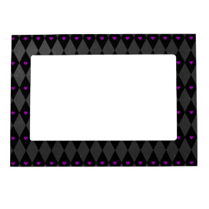 Rhombuses Purple Hearts Gothic Valentine's Day Magnetic Frame