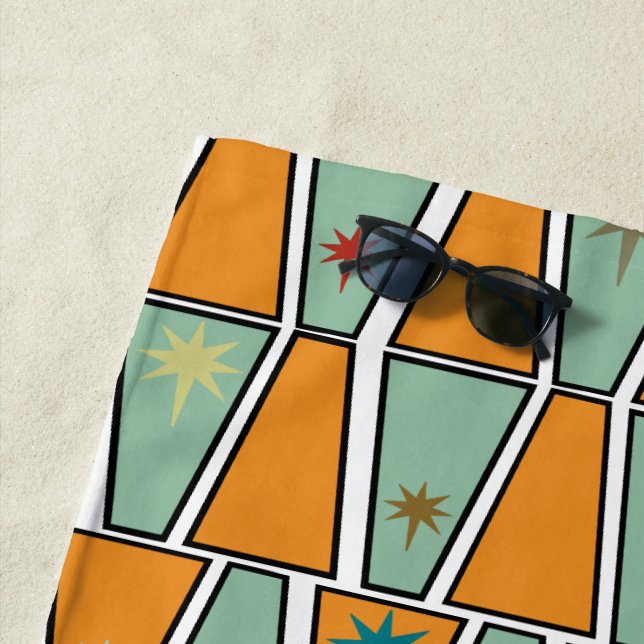 Rhombuses with Starbursts  Beach Towel (In Situ)