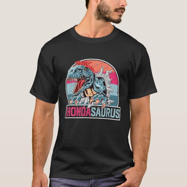 Rhonda Saurus Funny Personalized Dinosaur T Rex Na T-Shirt (Front)