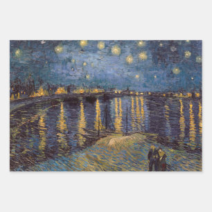 Rhone Riverfront Starry Night River View Wrapping Paper Sheets