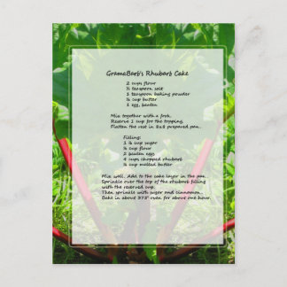 Rhubarb Cake Recipe Postcard