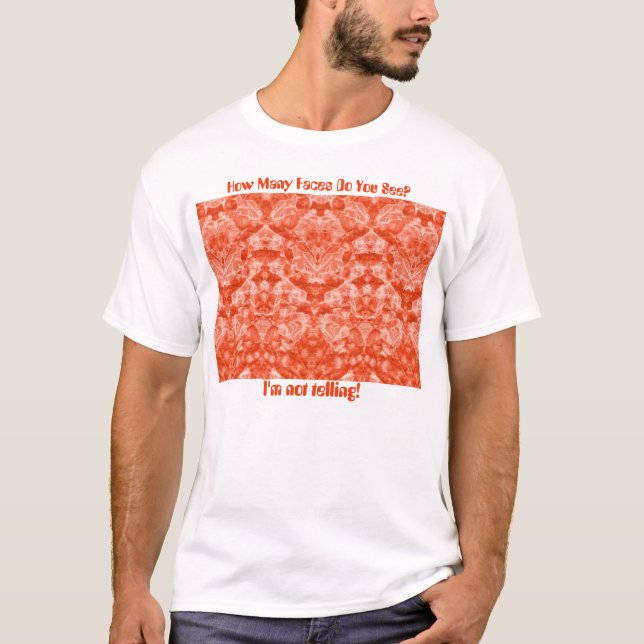 Rhubarb Faces in Orange, T shirt (Front)