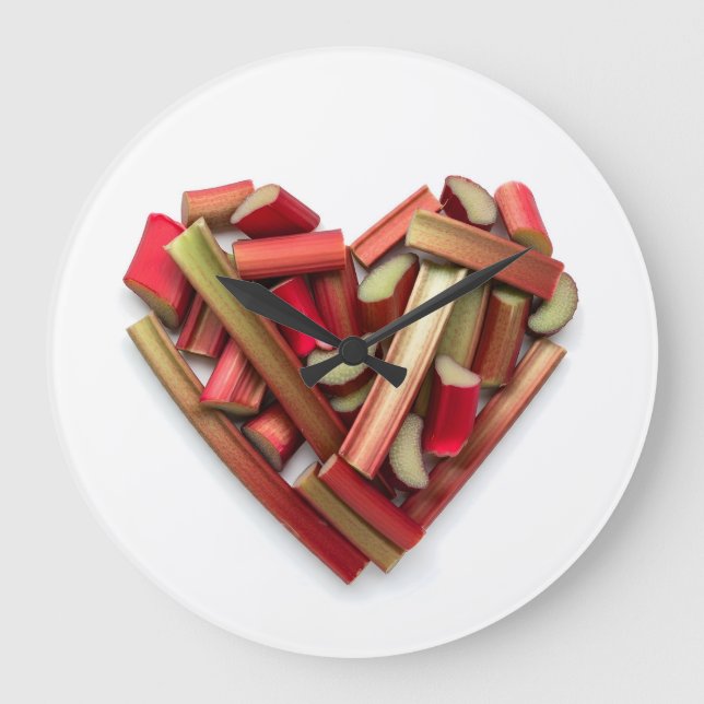 Rhubarb Heart Large Clock (Front)