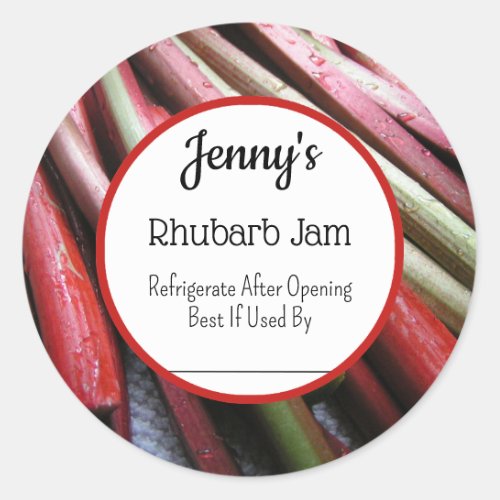 Rhubarb Jam Custom Canning Jar Sticker