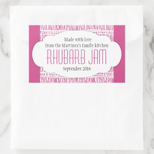 Rhubarb jam food label sticker | Zazzle