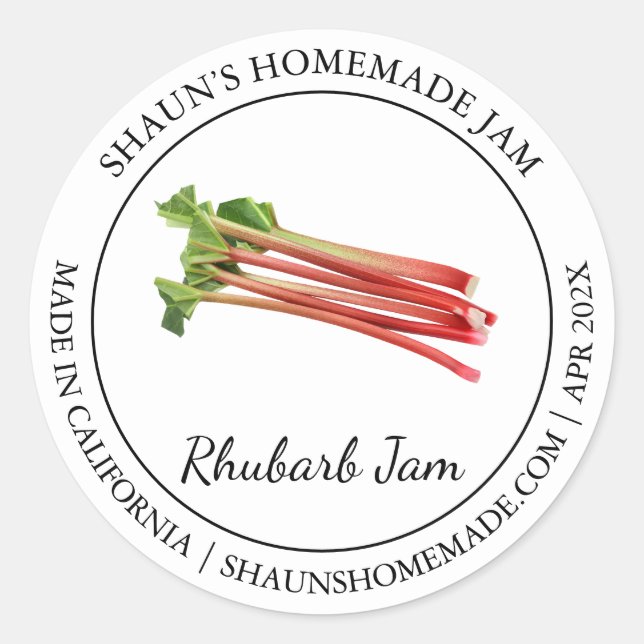 Rhubarb Jam Modern label (Front)