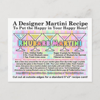 Rhubarb Spring Martini Recipe Card Postcard