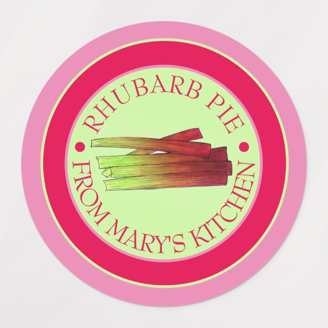 Rhubarb Stalks Homemade Pie from the Kitchen of Labels (Design 2)