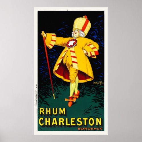 Rhum Charleston Bordeaux Vintage Poster 1925
