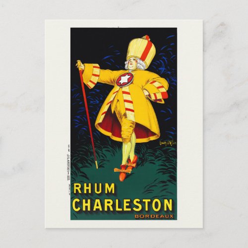 Rhum Charleston Bordeaux Vintage Poster 1925 Postcard