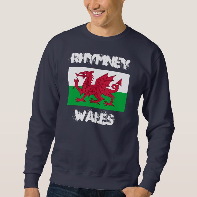 Rhymney, Wales with Welsh flag Sweatshirt (Front)