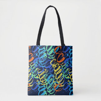 Rhythm & Color" Hand-Painted Abstract Tote Bag