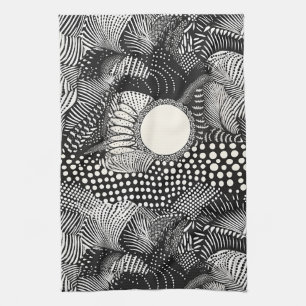 Rhythm in Black and White – Abstract Monochrome Kitchen Towel