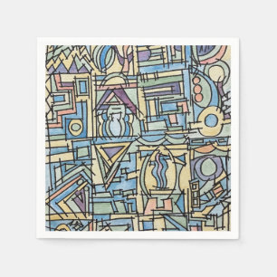 Rhythm In Blue-Hand Painted Modern Geometric Art Napkins