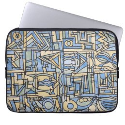 Rhythm In Blue-Modern Bauhaus Geometric Art Laptop Sleeve