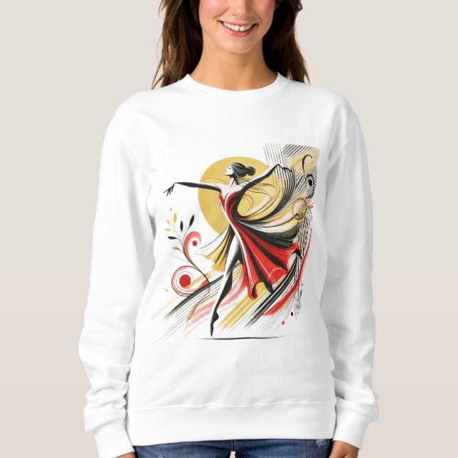 "Rhythm in Motion – Dancing Girl Melody Design Sweatshirt (Front)