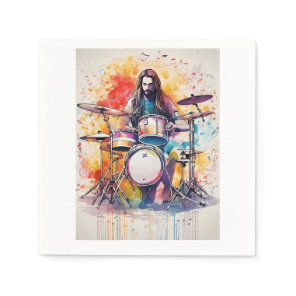 Rhythm in Motion: Drummer Performance Poste Napkins