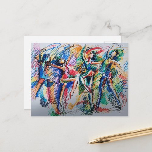Rhythm of Motion Abstract Dancers Postcard