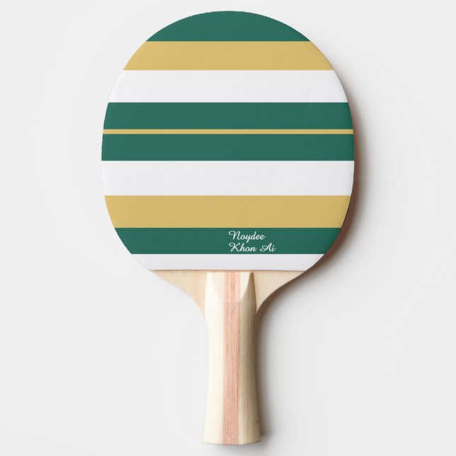 Rhythm Stripes Lines Green Gold White Ping Pong Paddle (Front)