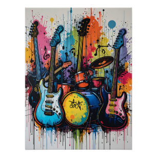 Rhythmic Beats: Musical Graffiti Art Poster