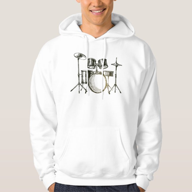Rhythmic Drum Sketch Hoodie (Front)