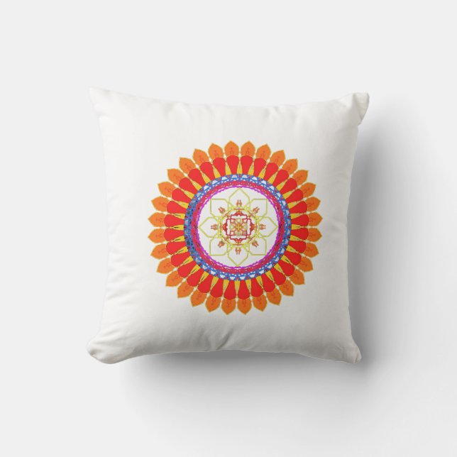 Rhythmic Euphoria Mandala  Throw Pillow (Front)