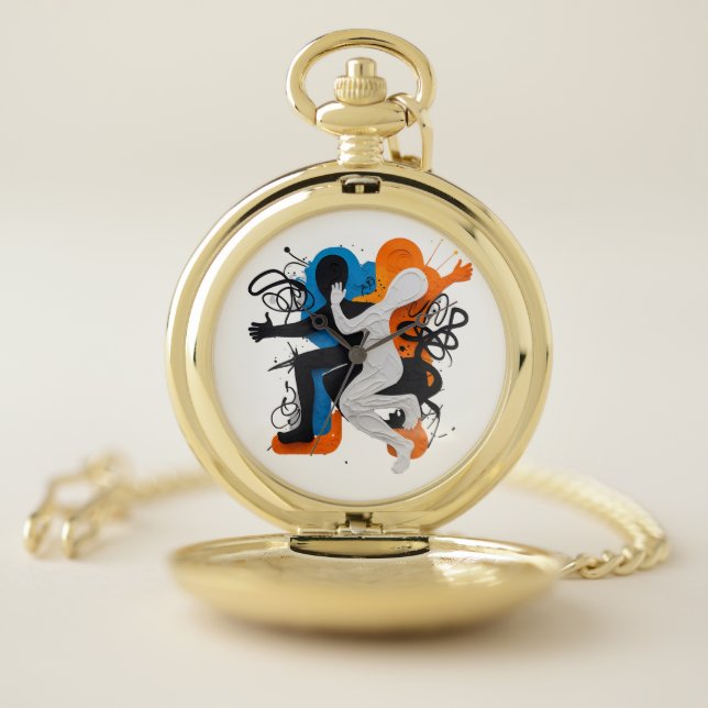 Rhythmic Fusion: Dance of Shadows and Colors Pocket Watch (Inside)