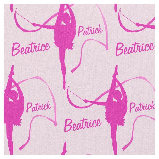 Rhythmic Gymnast girls pink name fabric (Close Up)