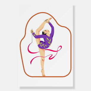 Rhythmic Gymnast with Pink Ribbon Foam Board
