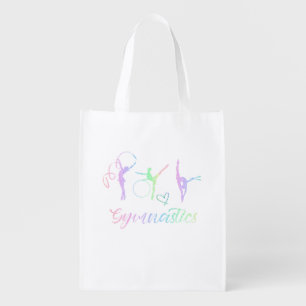 Rhythmic Gymnastic Rainbow Glitter Two-Tone C Grocery Bag