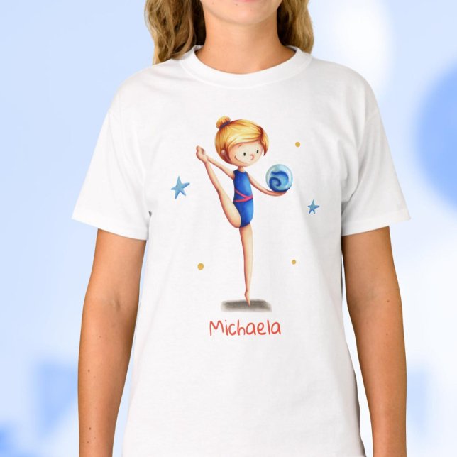 Rhythmic Gymnastics Blue Leotard Girl T-Shirt (Creator Uploaded)