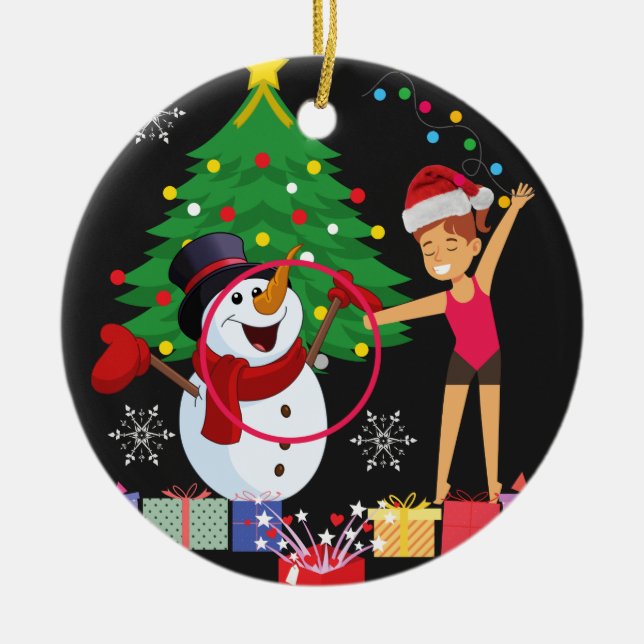 Rhythmic Gymnastics Christmas Celebration   Ceramic Ornament (Front)