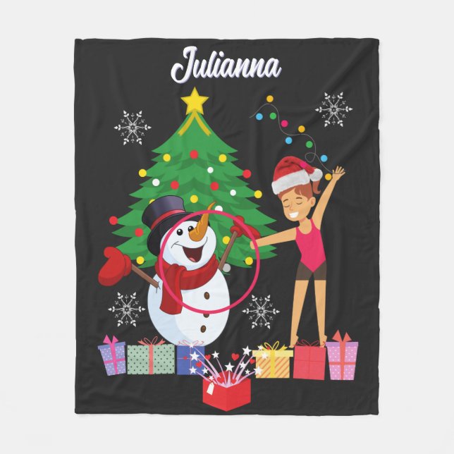 Rhythmic Gymnastics Christmas Celebration   Fleece Blanket (Front)