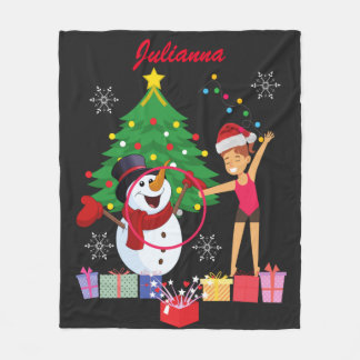 Rhythmic Gymnastics Christmas Celebration Fleece Blanket
