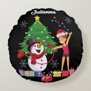 Rhythmic Gymnastics Christmas Celebration   Round Pillow