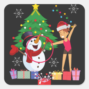 Rhythmic Gymnastics Christmas Celebration  Square Sticker