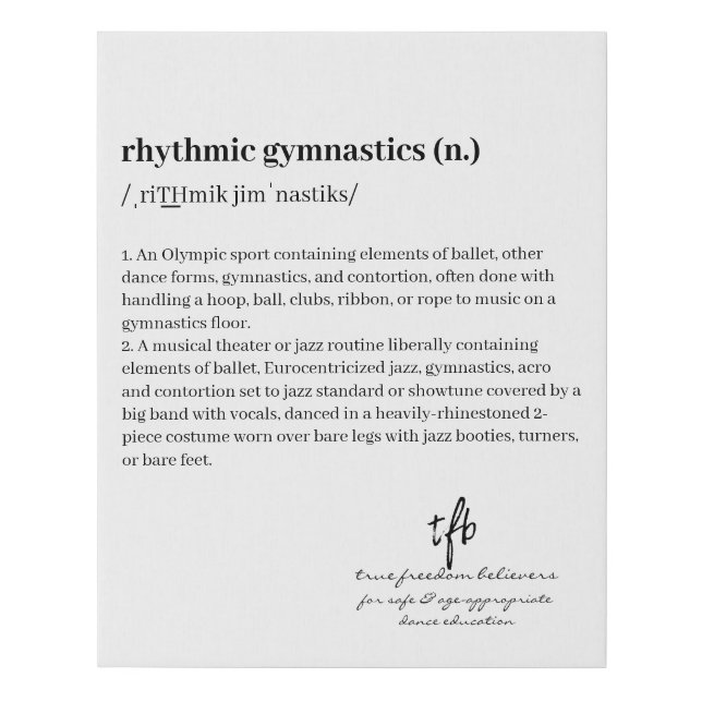 Rhythmic Gymnastics Definition Faux Canvas Print (Front)