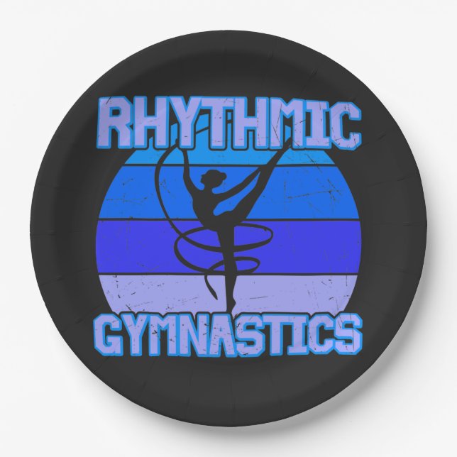 Rhythmic Gymnastics Distressed in Blue / Purple    Paper Plates (Front)