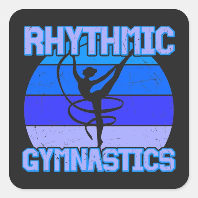 Rhythmic Gymnastics Distressed in Blue / Purple   Square Sticker (Front)