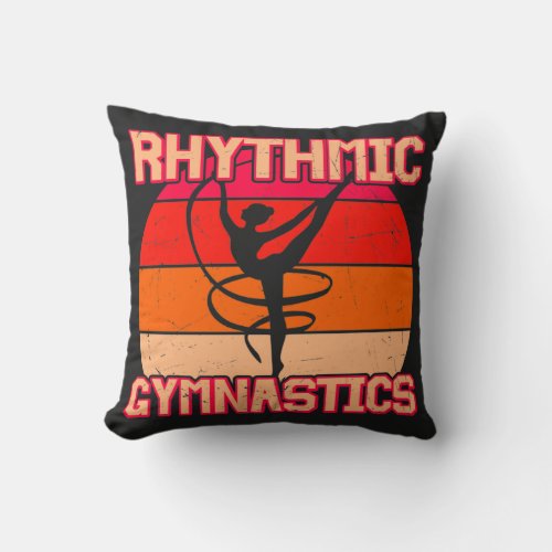 Rhythmic Gymnastics Distressed Orange and Red  Throw Pillow