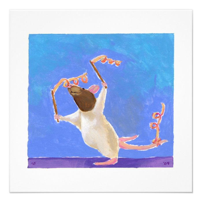 Rhythmic Gymnastics   fun happy rat art cards Personalized Announcement