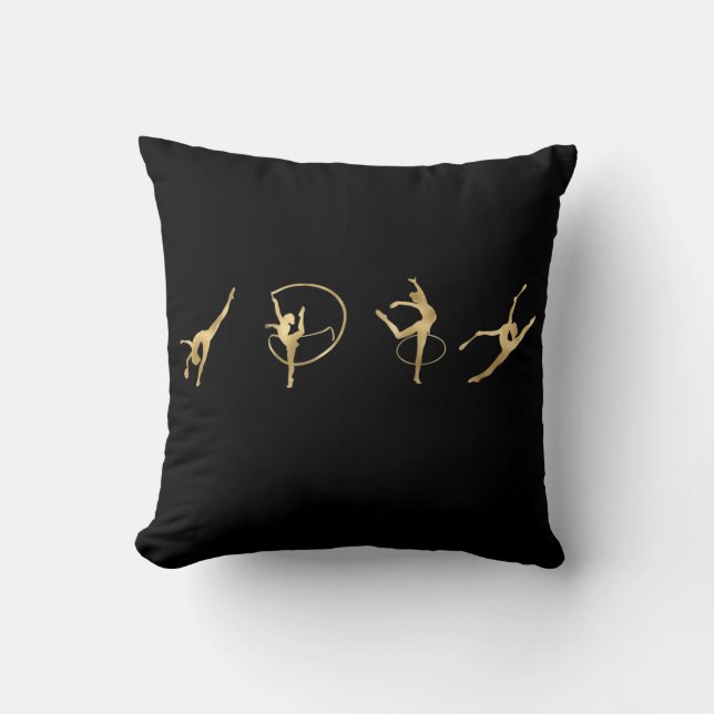 Rhythmic Gymnastics Gold Line Throw Pillow (Front)