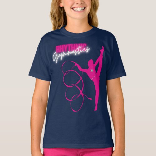 Rhythmic Gymnastics Hot Pink Ribbon T_Shirt