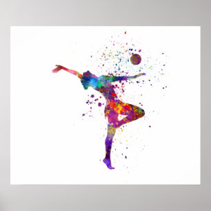 Rhythmic gymnastics in watercolor poster