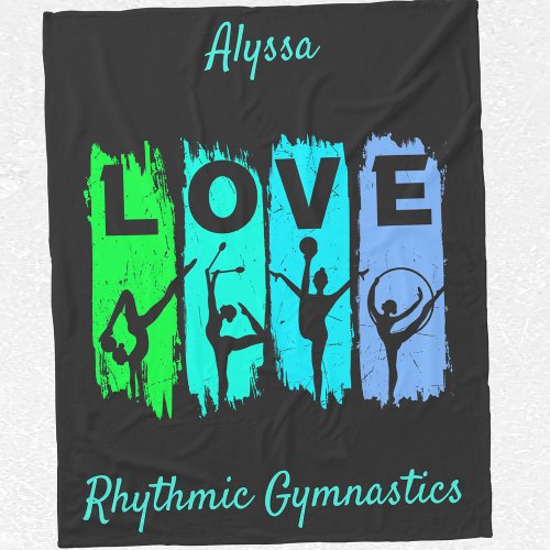 Rhythmic Gymnastics Love in Green and Aqua  Fleece Blanket
