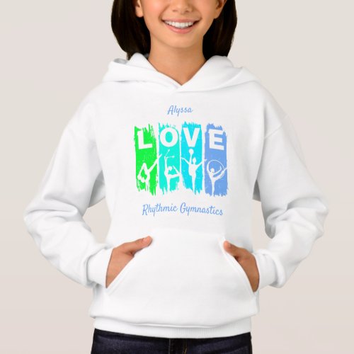 Rhythmic Gymnastics Love in Green and Aqua   Hoodie