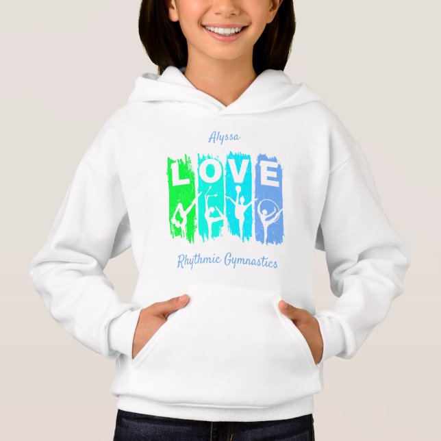 Rhythmic Gymnastics Love in Green and Aqua   Hoodie (Front)