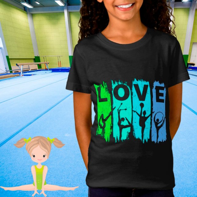 Rhythmic Gymnastics Love in Green and Aqua T-Shirt (Creator Uploaded)